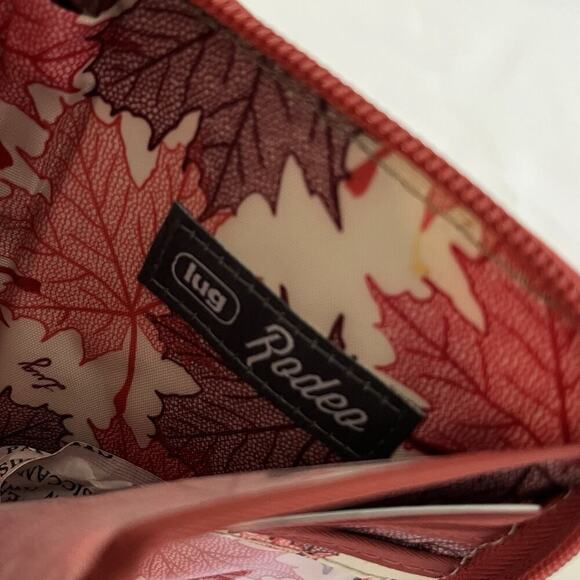 LUG Rodeo RFID Quilted Wristlet Zip Around Small Wallet in Rosewood Red NWT - Picture 6 of 9